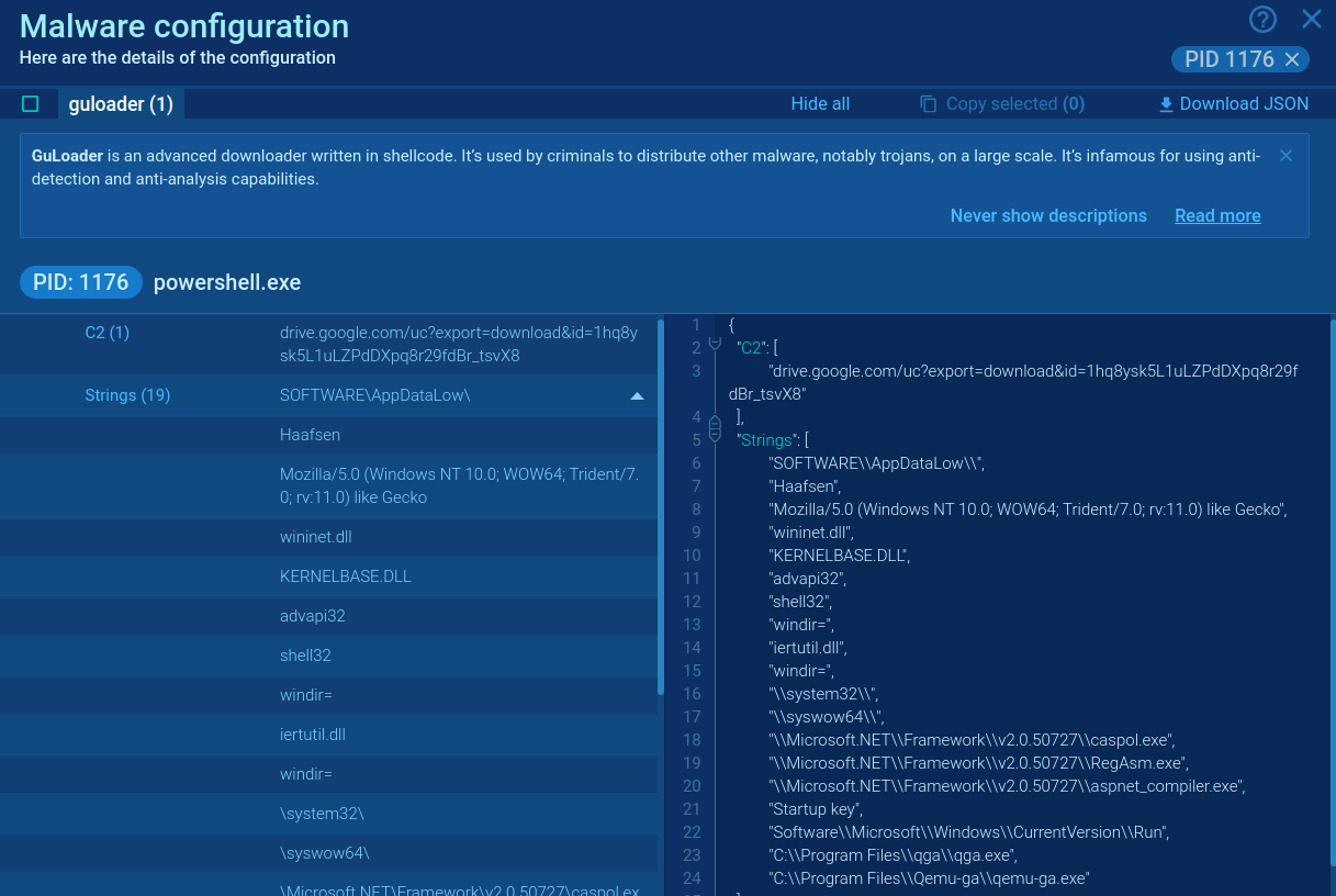 GuLoader malware configuration